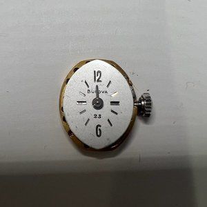 Vintage Bulova 23 Jewels Watch Movement Silver Dial For parts